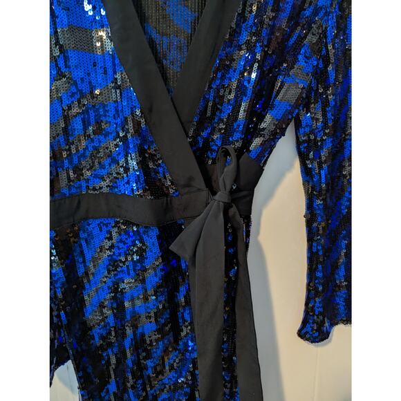 RIXO London Maria Tiger Sequin Chiffon Wrap Dress Size M - Picture 6 of 10